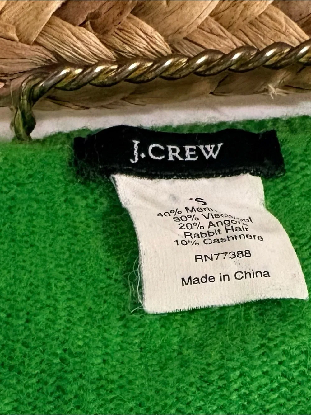 💚 XS J.Crew Kelly Green Argyle Merino Angora Cashmere Sweater